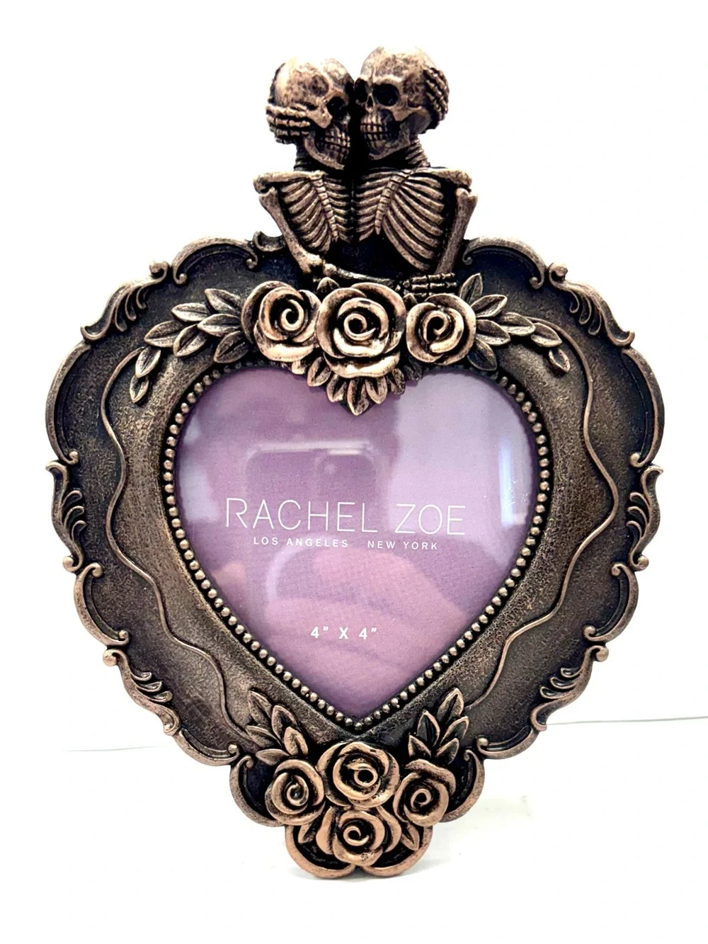 Rachel Zoe Skeleton Heart Picture Frame  4x4 Bronze & Copper Easel Back F441006